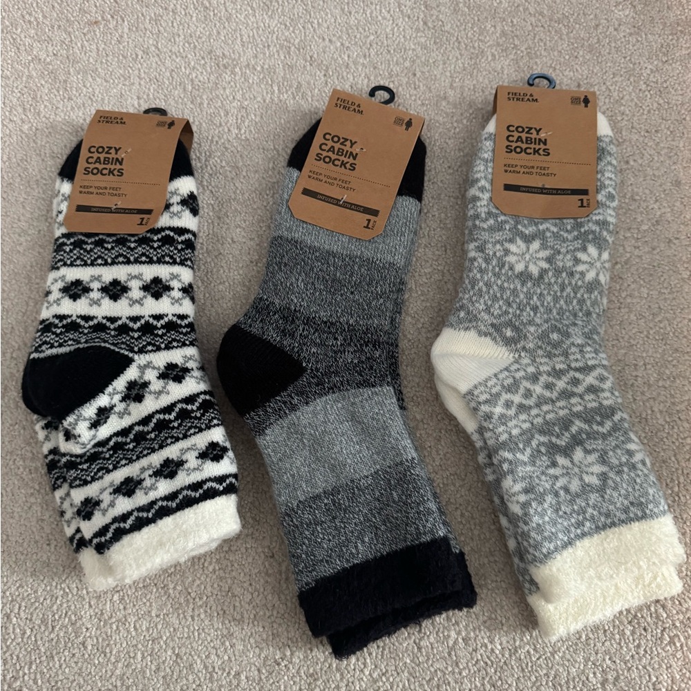Field & Stream Cozy Cabin Socks - Black, Gray, White
